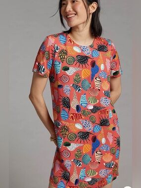 Anthropologie Corey Lynn Calter Rayon Seashell Dress Size Medium Petite
